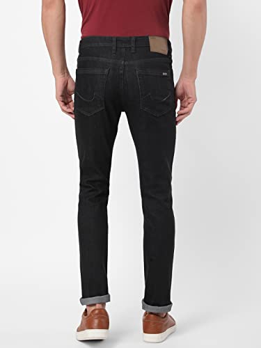 Image of Arvind Men Black Cotton Lycra Regular Fit Denim