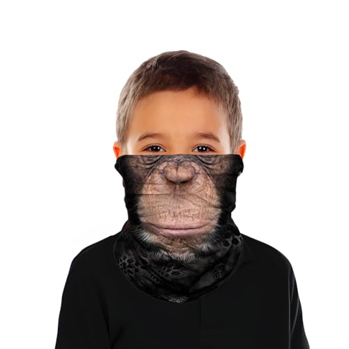 ShopINess Pañuelo Braga cuello Multifunción para Niños de 6 y 14 años para Deporte Actividades Outdoor Halloween Bicicleta Regalo Animales (Chimpancé)