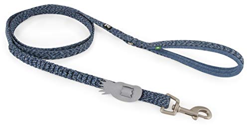 Hurtta Razzle-Dazzle - Guinzaglio con terminale elastico, 180 cm x 15 mm, Colore: Nero e Jeans