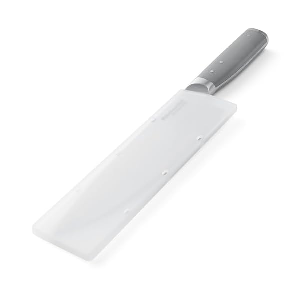 KitchenAid Gourmet Forged Chef Knife with Custom-Fit Blade Cover, Sharp Kitchen Knife, Japanese Stainless Steel Blade, 8 Inch, Gray by KitchenAid - Used condition - Image 7