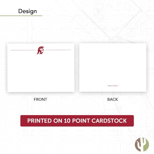 Image of Desert Cactus USC 10 Pack Notecards University of Southern California Trojans Stationery Cardstock Includes Envelopes Memo Party Thank You (Notecard 1a)