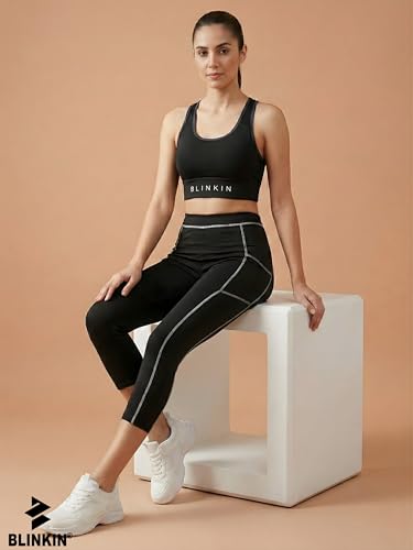 Image of BLINKIN Women's 3 /4 Gym Wear Tights for Women with Side Pockets : Perfect for Active Wear, Yoga & Workout - The Ultimate Gym Pants for Woman & Girls (015)