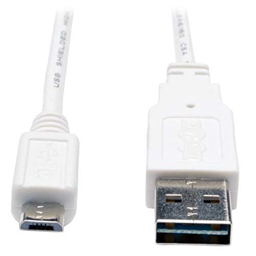 Tripp Lite Universal Reversible USB 2.0 Hi-Speed Cable (Reversible A to 5Pin Micro B M/M) White, 3-ft.
