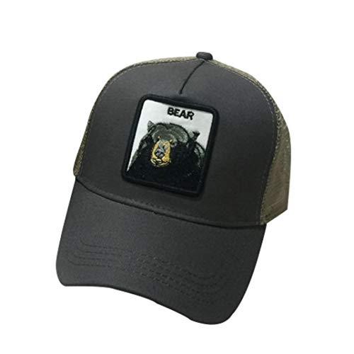 Hip Gorra De Béisbol Unisex Animales Negro Bordado Del Oso Hop Camionero De La Malla Con El Sombrero Ajustable (Gris)