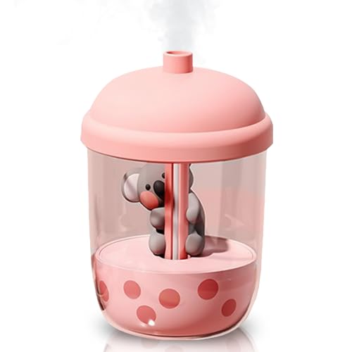 Image of Koala-Theme Mini Cool Mist Humidifier - 450ml USB Personal Humidifier with Auto Shut-Off, Ultra-Quiet (Pink)