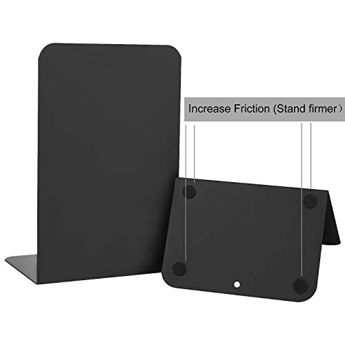 ASelected A Pair of Classic Bookends Plain Black 8" (205mm) Heavy Duty Metal Book Ends for Office Library Shelves