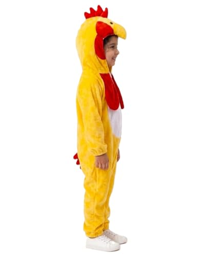 Image of BookMyCostume Yellow Chicken Hen Bird Costume - Full-Body Suit with Attached Hood for Boys & Girls - School Annual Day, Jungle Theme Party & Drama Stage Play Outfit | 4-5 Years