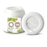 BIOZOYG Deckel für to go Becher 250 Stück Ø 80 mm - Einweg PS Kunststoffdeckel für Coffee-to-go Becher - Becherdeckel mit Trinköffnung weiß, stapelbar, recycelbar, lebensmittelecht, flach