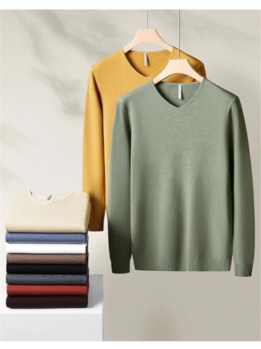 Men's V-Neck Comfortable Warm Top Casual Solid Color All-Matching Long Sleeve Sweater2