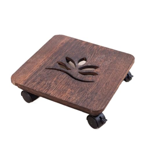 OUYUE Carrito Móvil para Macetas Bandeja Móvil con Ruedas Universales De Madera For Macetas De Bonsái para Jardín Patio Sala De Estar(26cm)