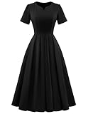 Wedtrend 1940s Vintage Dresses 1950s Costumes for Women 2025 Tea Length Wedding Guest Dress A-Line Tea Party Dress WTP30019 Black L