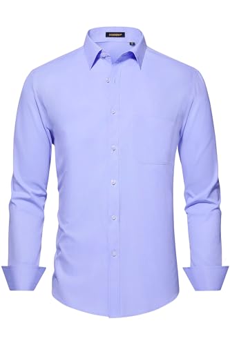Image of HISDERN Mens Dress Shirts Long Sleeve Button Down Casual Shirts for Men Inner Contrast Formal Business Tuxedo Wedding Shirt