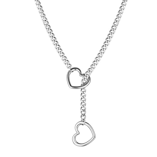 AWAVM Collier ras du cou à maillons pour femme avec pendentif en forme de cœur, style punk gothique, taille unique, Métal