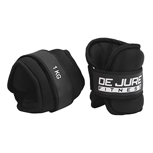 Image of DE JURE FITNESS Polyester and Cast Iron Ankle Weights Set For Cardio and Weight Training, 1KG Pair (1Kg x 2 = 2kg) (P) Yellow (Black-Black)