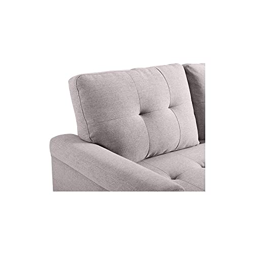 Lilola Home Linen Reversible Sleeper Sectional Sofa With Storage Chaise, Light Gray #TOP7