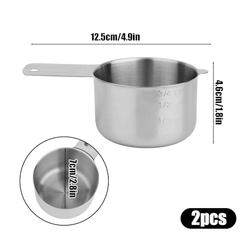 Set de 2 vasos medidores de 3/4 taza acero inoxidable miniatura 2