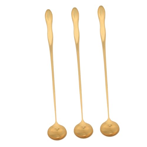 3Pcs Long Handle Stainless Steel Teaspoons Soup Spoons for Kitchen Coffee Shop and Restaurant Use for Stirring and Serving