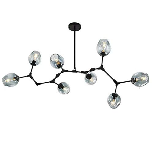 LRUII E27 Sputnik Chandelier Modern Chandelier Mid Century During Lighting Adjustable Ceiling Light Fixture for y Bar Kitchen Dining Room-Blue lampshade 8 Head