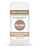 Humble Aluminum-Free Deodorant for Women & Men, Simply Unscented - Baking Soda-Free Natural Deodorant Stick for Sensitive Skin with Essential Oils for Long-Lasting Odor Control, 2.5 Oz