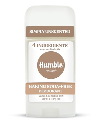 Humble Aluminum-Free Deodorant for Women & Men, Simply Unscented - Baking Soda-Free Natural...