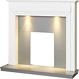 Adam Honley Kamin in reinweiß und grau mit Downlights, 122 cm