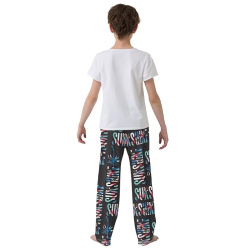 ZZXXB Sunshine Palm Tree Boys Long Pants Soft Trousers Elastic Waist Kids Lounge Bottoms with Pockets S-XL3
