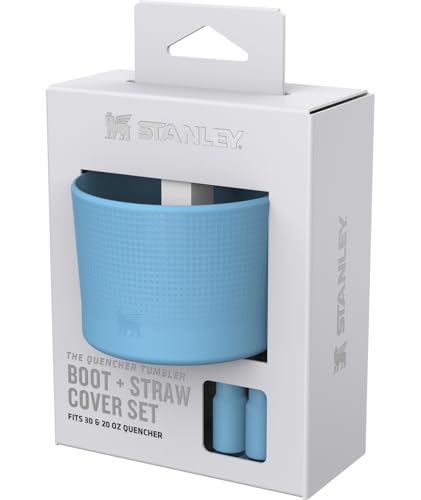 Image of Stanley Quencher Boot and Straw Cover Cap | Anti-Slip Silicone Protector for 20 & 30 oz Tumbler with Handle | Accessory Set for Stainless Steel Drinking Cup | BPA-Free | Sky