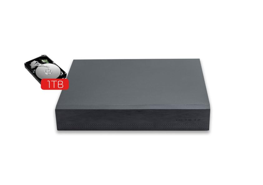 Energeeks - Grabador NVR - 8 Canales - Disco Duro de 1TB - Grabación 24/7 - Conectable con Cámaras de Seguridad - para Instalación Sin Cables - Control Total - Fácil Instalación