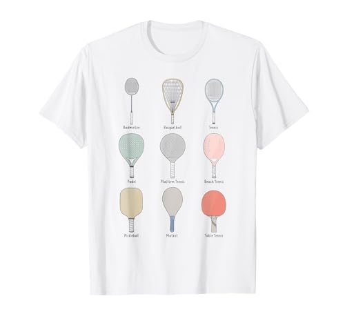 Kennen Sie Ihre Schlägersportarten: Tennis Pickleball Padel handgezeichnet T-Shirt