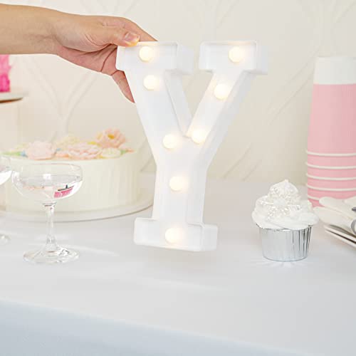 Image of Restaurantware Illumify 6.6 x 1.2 x 8.7 Inch Light Up Letter 1 Durable Marquee LED Light - Letter Y Touchproof White Plastic Party Light Keyhole Slot For Parties Weddings Or Special Events
