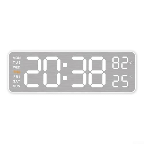 MeevrgR Moderno reloj de pared geométrico de 9 pulgadas, pantalla digital LED alimentada por USB, indicador de semana de humedad, función de alarma doble, temporizador de cuenta regresiva de 24 horas