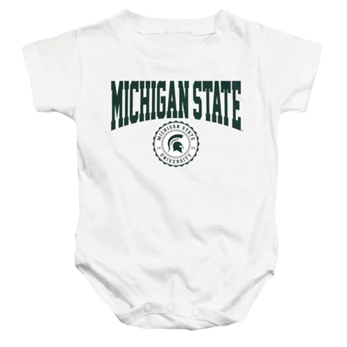 LOGOVISION Michigan State University Collegiate Seal Unisex Infant Snap Suit for Baby, White, Small