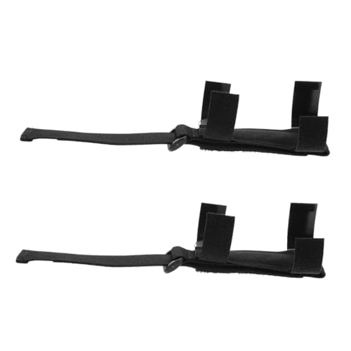 CALLARON 2 Piezas Puño Con Correa De Mano Ajustable Manguito Para Comer Para Personas Mayores Brazalete Universal Para Cubiertos Porta Utensilios Elástico Black Nylon