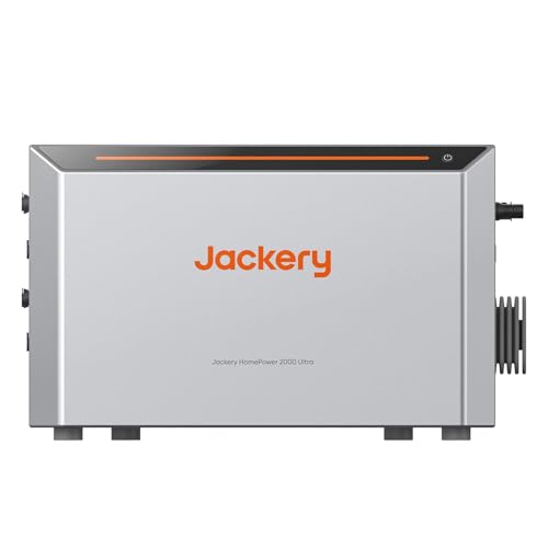 Jackery HomePower 2000 Ultra Batterie 2048Wh pour Kit Solaire, Plug & Play, Micro-onduleurs 800W, Entrée Solaire 2800W, Système de Stockage d’énergie en Couplage CA, Capacité Extensible à 8kWh