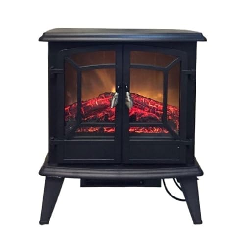 Moderno Chimenea eléctrica Independiente con Efecto de Llama y leña 3D, portátil for Interiores, Color Negro Bajo Nivel de Ruido
