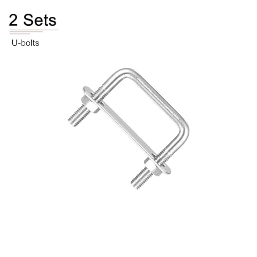 Image of DTGN M8x50x50mm(ThreadxWxL) Square U Bolt - 2Pack - Good for Trailer Pipe Replacement Parts - 304 Stainless Steel U Shape Bolts