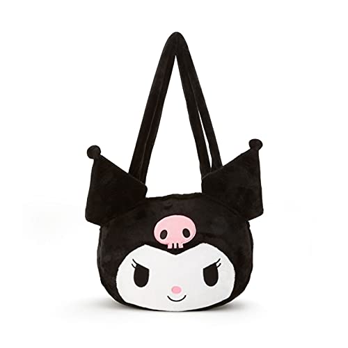 Achnr Kuromi My Melody Cinnamoroll Pom Pom Purge Purin Bolsa de Hombro Portátil Bolsa Femenina Mano Carrera Peluche Casual Bagazo (Color : Kuromi) Cover