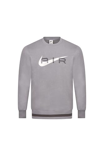 NIKE Air Sudadera para Hombre Swoosh Cuello Redondo Forro Polar Top FN7692 (Reino Unido, Alpha, M, Regular, Regular, Gris)