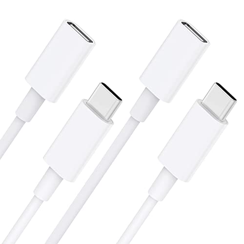 CONMDEX USB C Extension Cable 6.6FT 2 Packs for Mag- Safe Charger PS5 Controller Charging, 9V 3A USB Type C Female to Male Extender Cord for Mag- Safe Charger iPhone 15/13/12, HomePod White