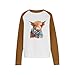 Womens Highland Cow Shirts Cute Animal Graphic Farm Pullover Sweatshirt Western Cowgirl Long Sleeve Casual Tops Brown