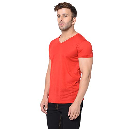 Image of Men's Cotton Blend Half Sleeve V Neck Tshirt