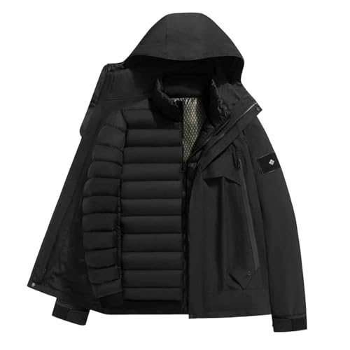Winter Jackets for Men Women 3 in 1 Jackets with Detachable Inner Long Sleeve Thick Warm Padded Jacket Classic Fit Outerwear Unisex Quilted Coats Outdoor Skiing Outfits