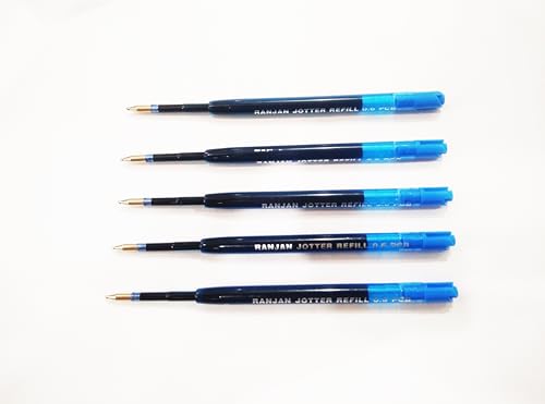Image of Ranjan Transparent Jotter Refills, Visible Ink Level, Suitable for Jotter ballpens,(Kindly Match The Shape with Your Old Refill Before Order) Pack of 5,Blue.