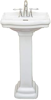 Fine Fixtures, Roosevelt White Pedestal Sink - 18 Inch Vitreous China Ceramic Material