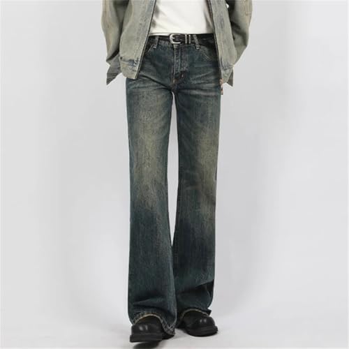Men's Flared Jeans Straight Leg Design Solid Color High Street Denim Pants4