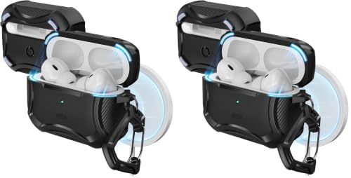 Image of ESR for AirPods Pro 2 Case, Compatible with Airpods Pro Case 2nd / 1st Generation (2023 /2022 /2019), Compatible with MagSafe, Powerful Drop Protection, Magnetic Lid, Black (Pack of 2)