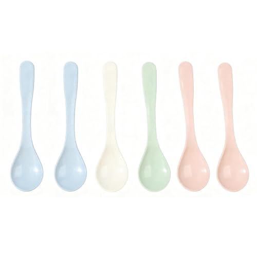 6 cucharas de trigo, cucharas de huevo, cucharas pequeñas, coloridas, reutilizables, cucharas de sopa, cucharas de café, cucharas de helado, cucharas de mermelada, cucharas para cocinas domésticas