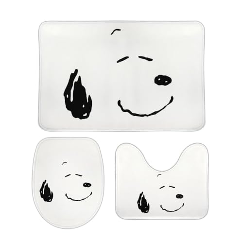 スヌーピー 【3点セット】 トイレマット フタカバー 便座カバー 足元マット U型 O型 拭ける 滑り止め 通用型 吸水 洗える 速乾 おしゃれ アニメ キャラクター グッズ