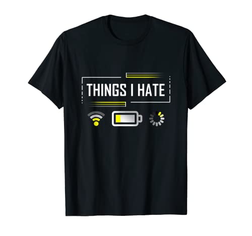 Cose che odio povero WiFi carica batteria bassa Gen Z Divertente Meme Shirt. Divertente Meme Shirt Regali Meme Umorismo divertente Gag Teenage Slang Idea regalo Stampa grafica Meme Design Gag Regali Intelligenti Citazioni spiritose Camicie Gamer Slang Meme Design Scherzi divertenti Detti sarcastici.