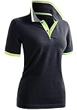 CLOVERY Women's Casual 2-Button Short Sleeve Basic Polo Shirts Navy XL